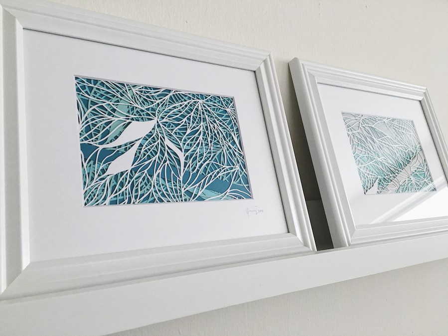 contemporary-art-abstract-papercutting-artwork-multilayer-papercut-framed-wall-art-blue-and-green