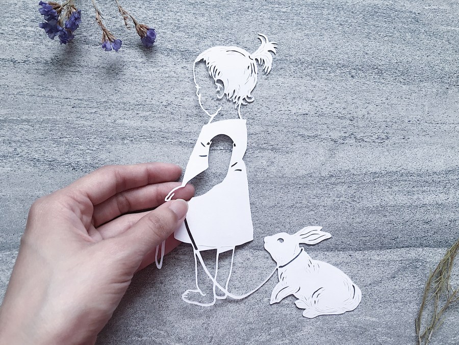 custom-papercut-art-scherenschnitte-company-logo-girl-and-bunny-papercutting-paper-art