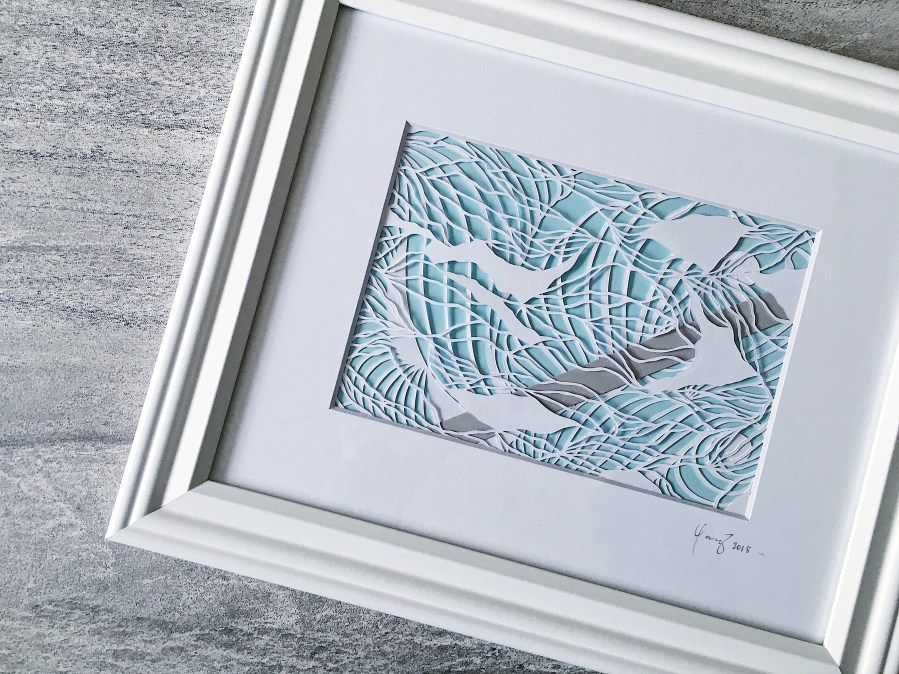 papercutting-abstract-art-framed-papercut-aart-layers-contemporary-art-scherenschnitte-blue-and-grey-art