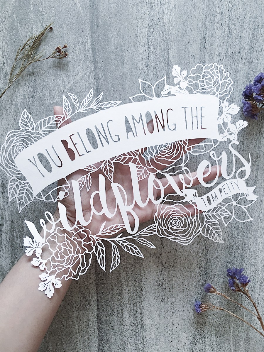 papercutting-art-tom-petty-lyrics-daughter-gift-inspirational-art-bespoke-paper-artwork-scherenschnitte